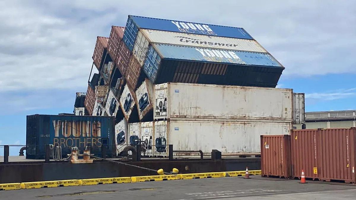 car being loaded onto inter-island shipping vessel