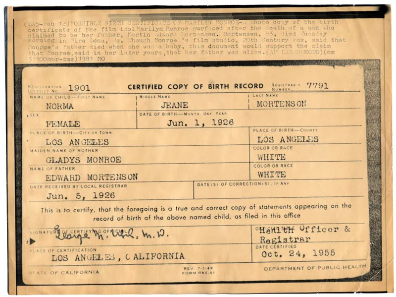 Certified birth certificate