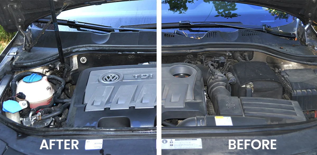clean engine bay after washing