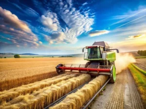 combine harvester on Idaho two-lane highway