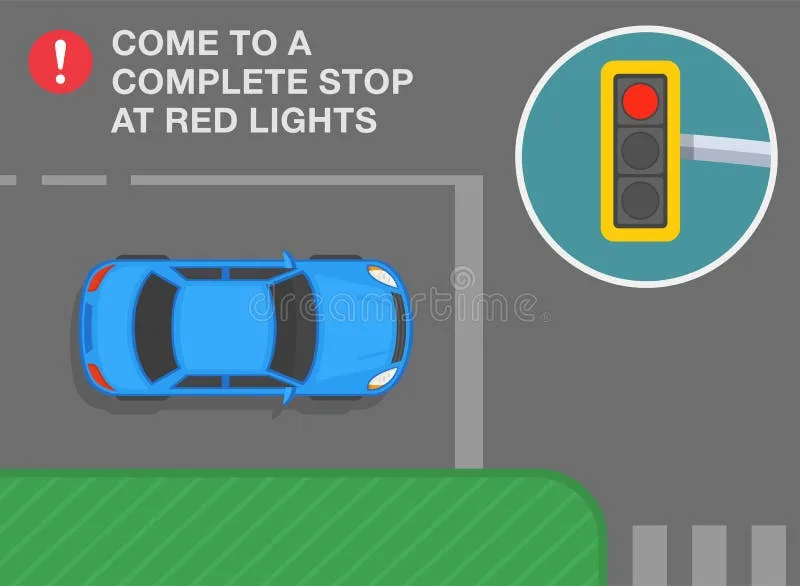 complete stop at red light