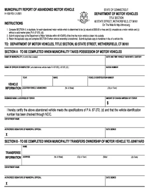Connecticut abandoned vehicle notice form