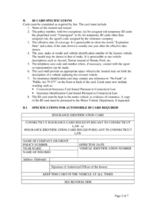 Connecticut car insurance card example