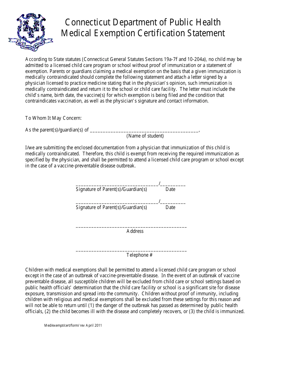 Connecticut DMV medical exemption permit form