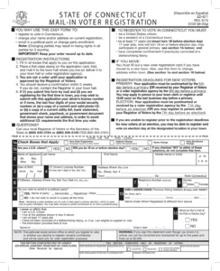 Connecticut DMV voter registration portal on laptop