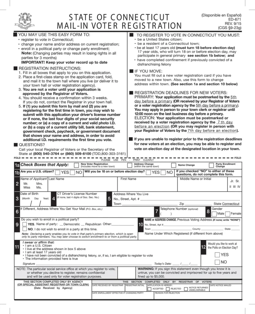 Connecticut DMV voter registration portal on laptop