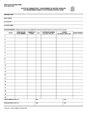 Connecticut license plate return for registration cancellation
