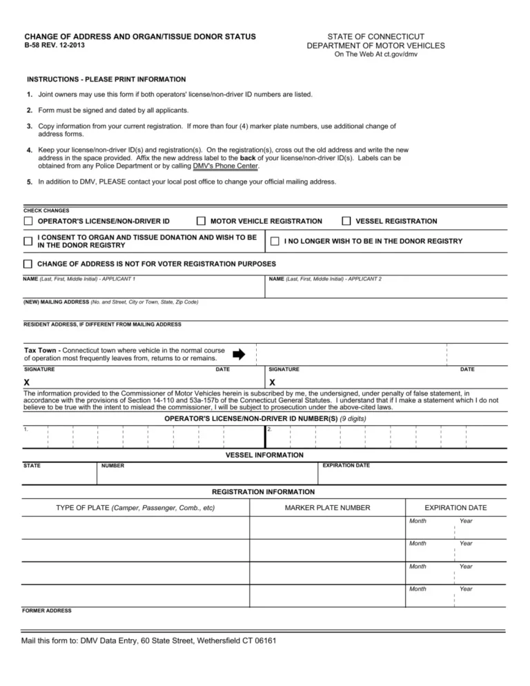Connecticut motor vehicle tax form