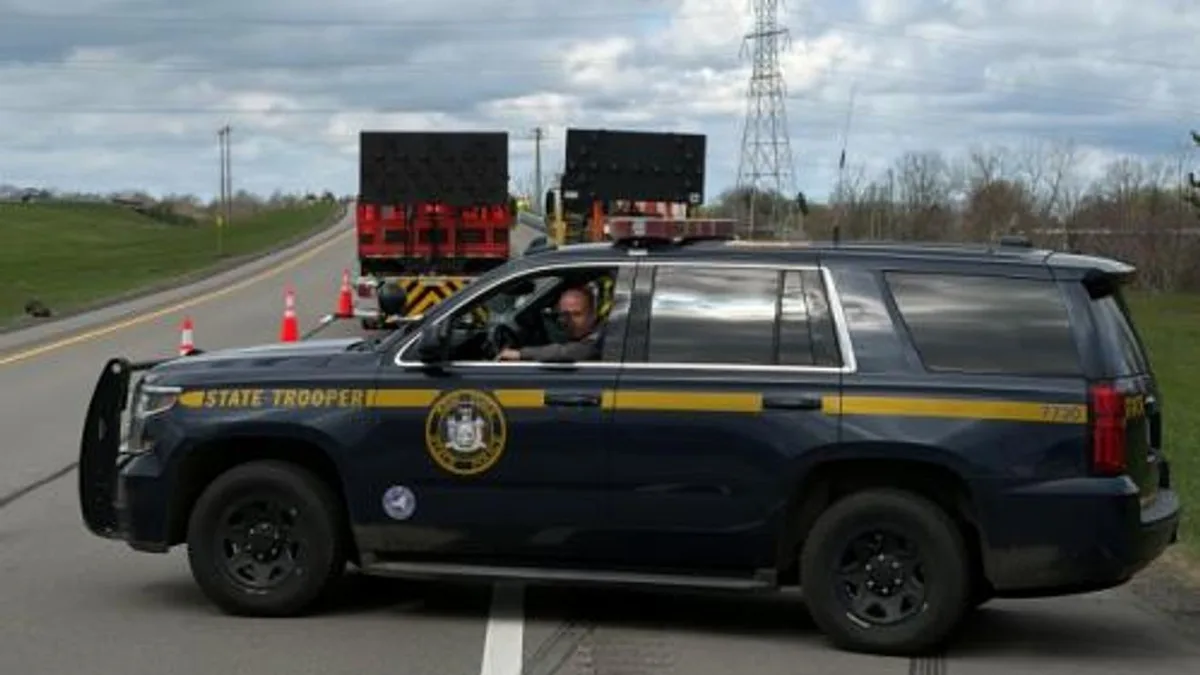 Connecticut state trooper enforcing speed in work zone