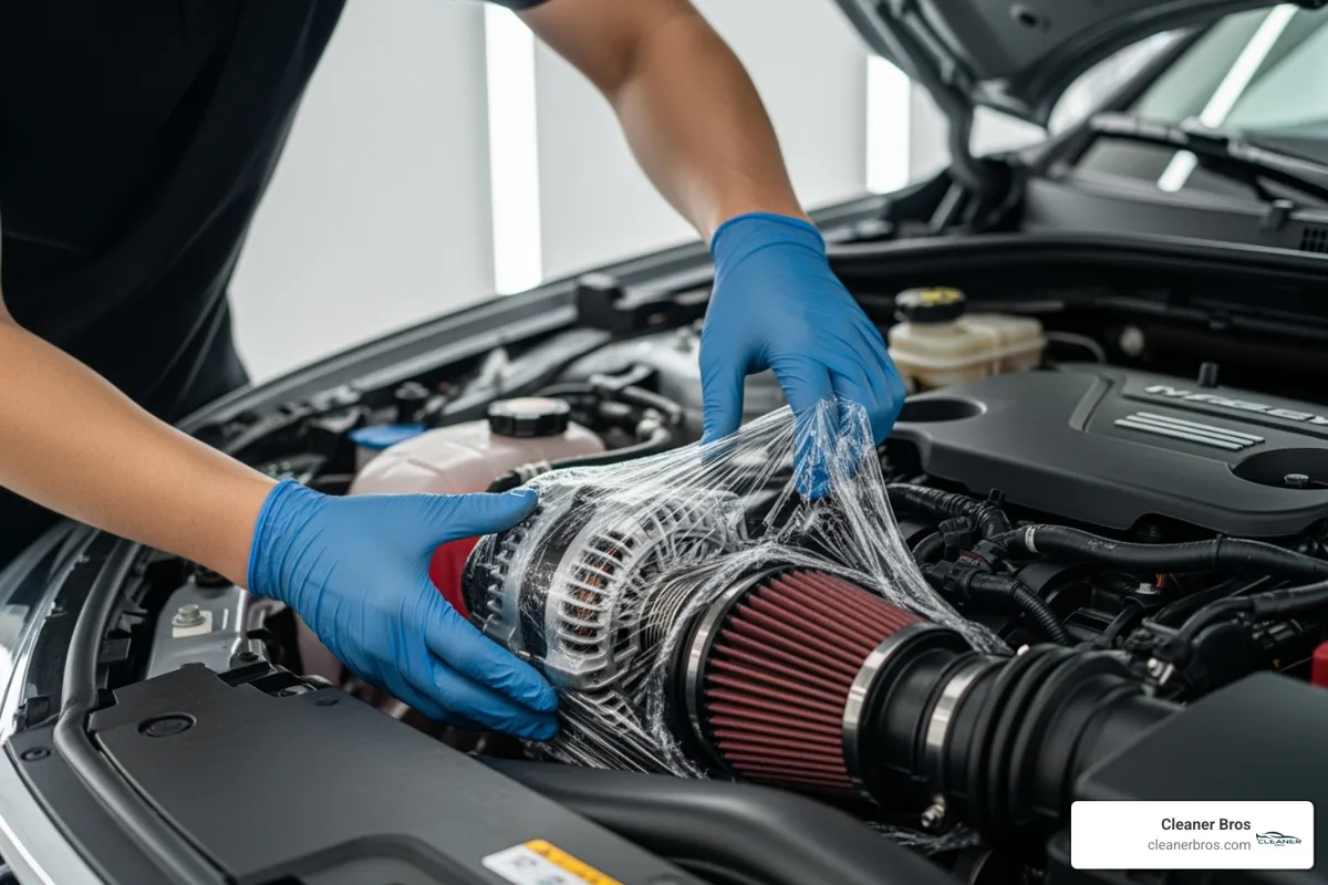 covered engine components for cleaning