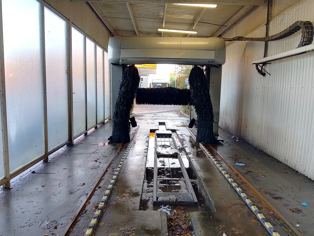 damaged car wash barrier