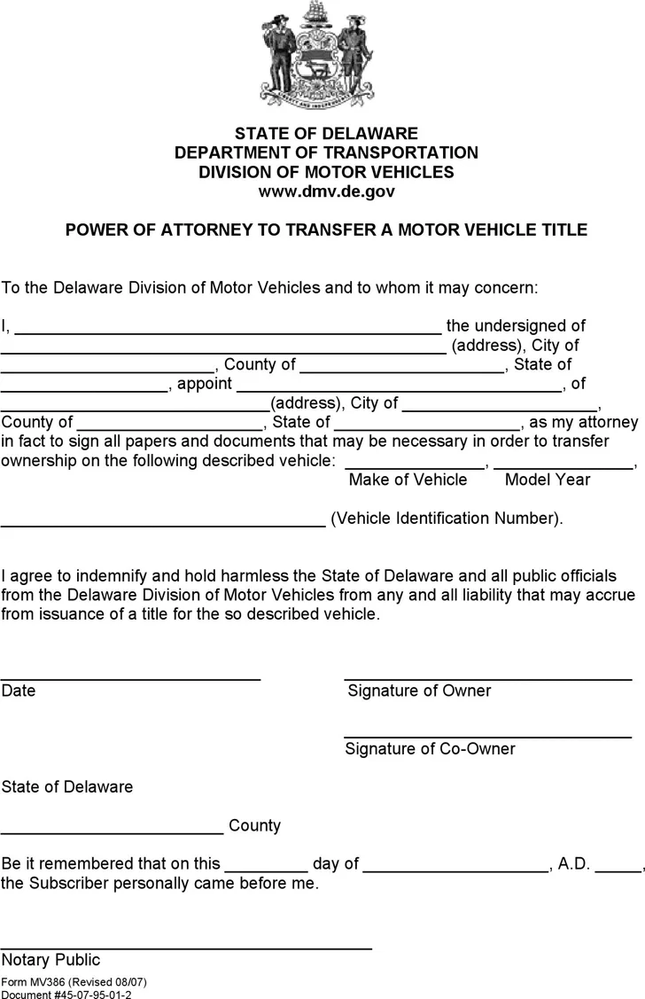 Delaware DMV abandoned vehicle paperwork