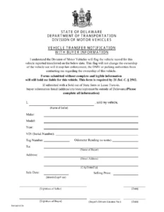 Delaware DMV vehicle trade-in paperwork
