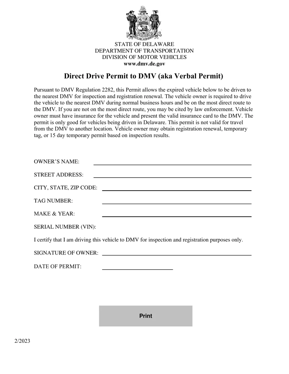 Delaware driver's license and registration documents