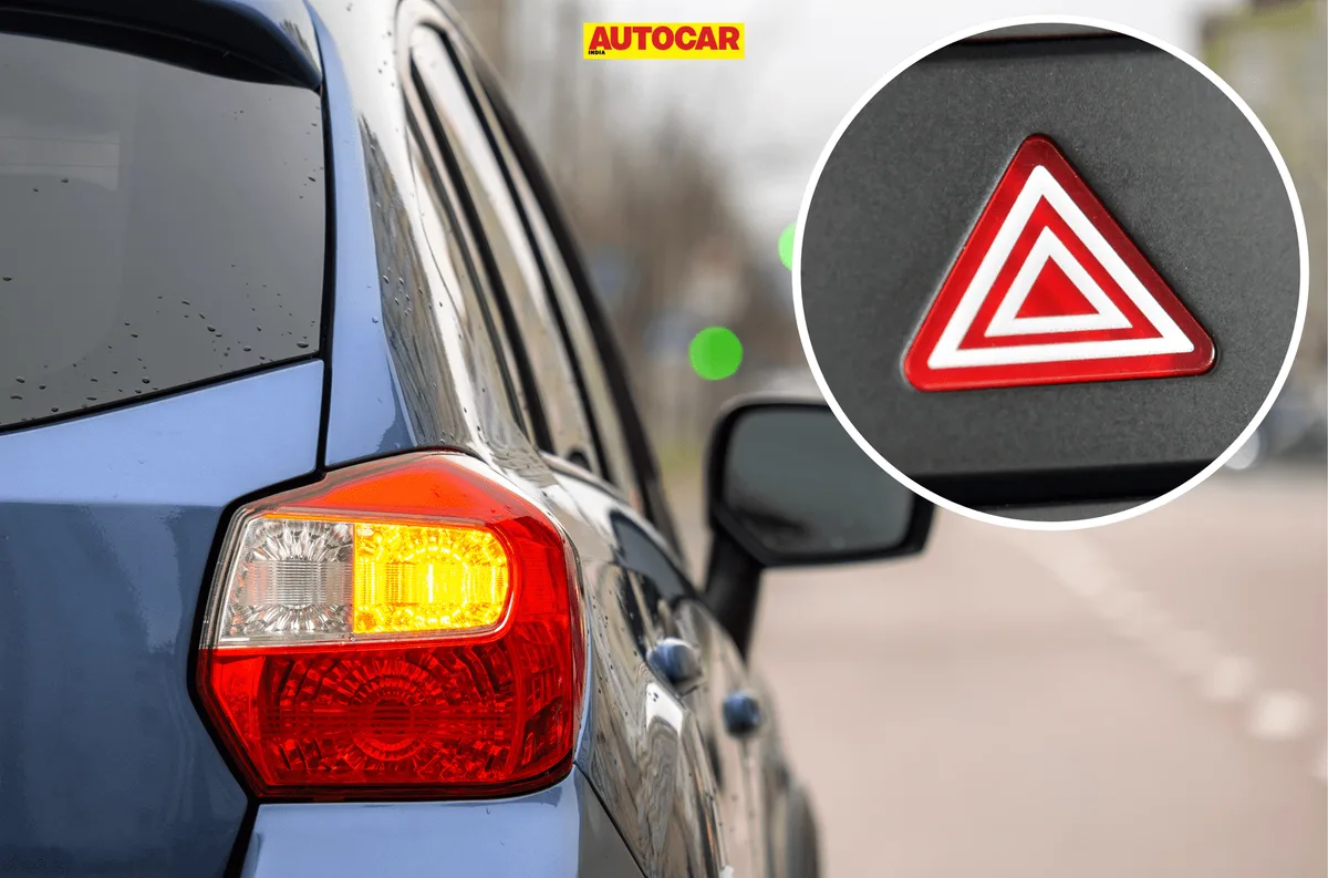 Delaware highway with disabled car hazard lights