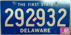Delaware license plates on a car