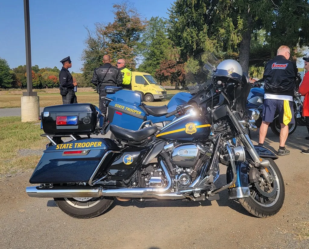 Delaware state police motorcycle traffic stop