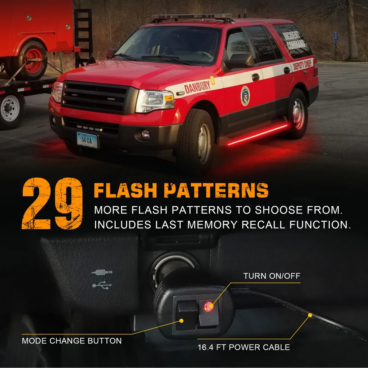 Delaware volunteer firefighter vehicle with permitted lights