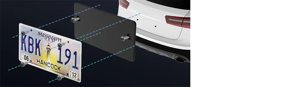 Digital license plate installation on car rear