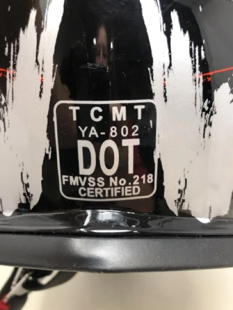 DOT-approved motorcycle helmet label