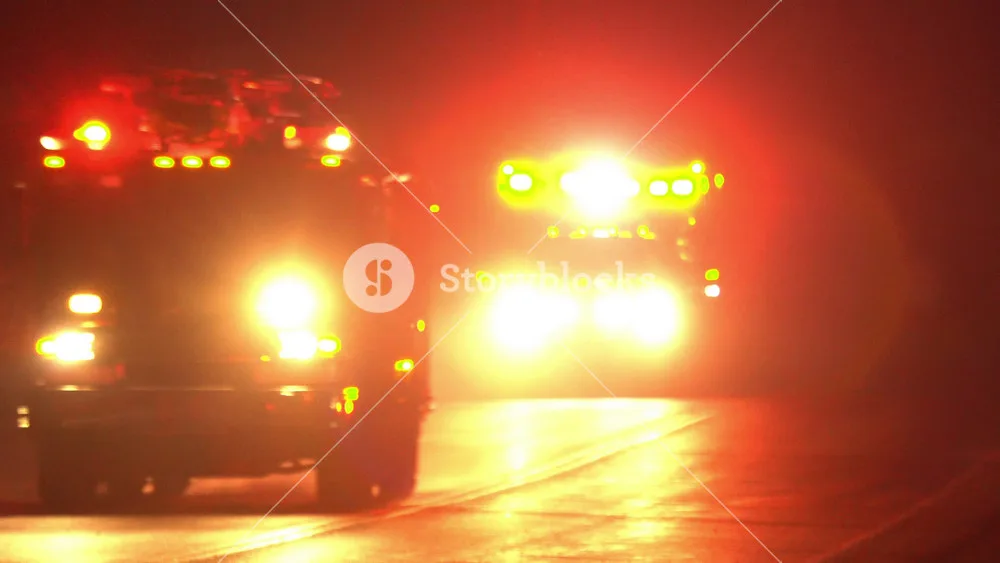 emergency vehicles with flashing lights