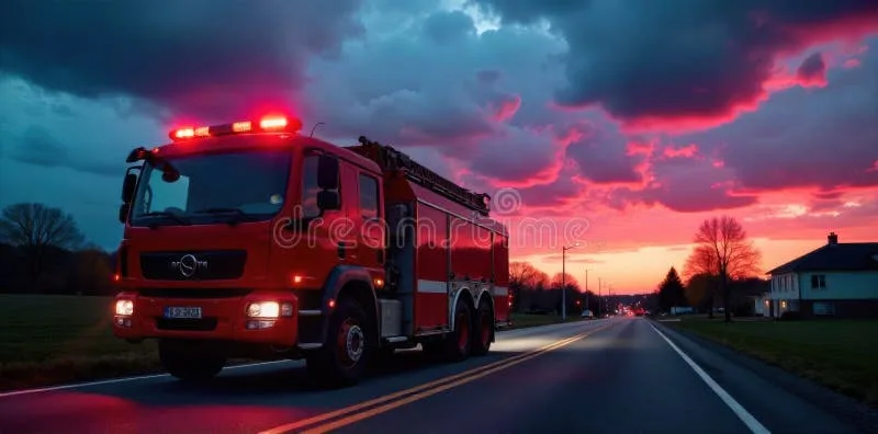 emergency vehicles with flashing lights
