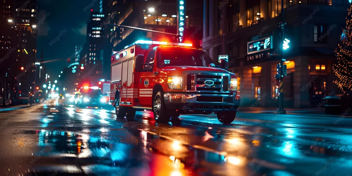 emergency vehicles with flashing lights