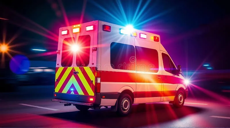 emergency vehicles with flashing lights