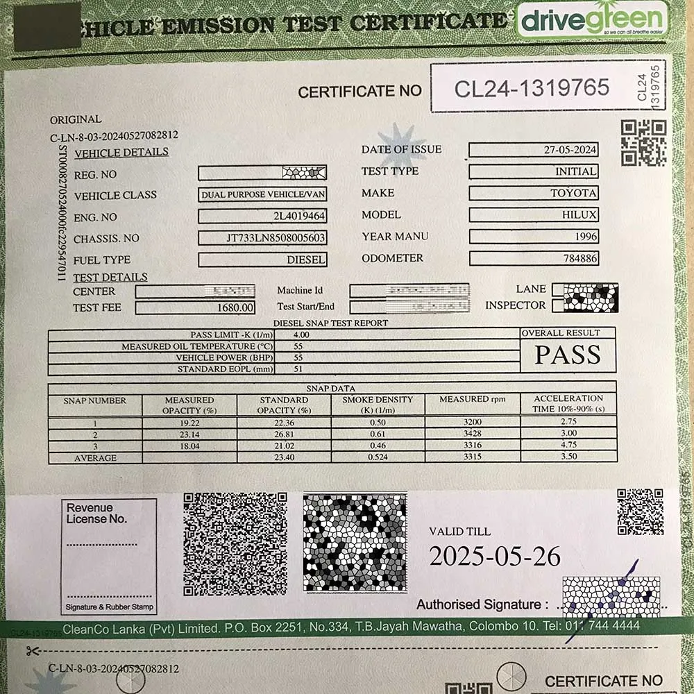 emissions test certificate Indiana