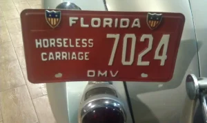 Florida antique car with historical plates