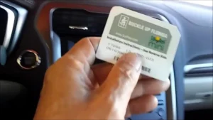 Florida E-PASS transponder on car windshield