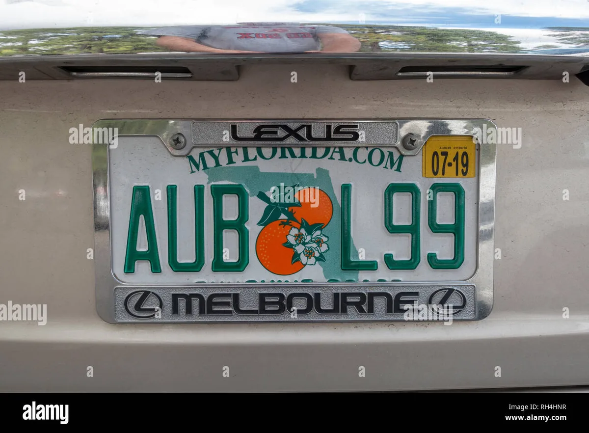 Florida license plate and registration sticker