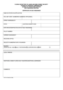 Florida self-insurance certificate sample