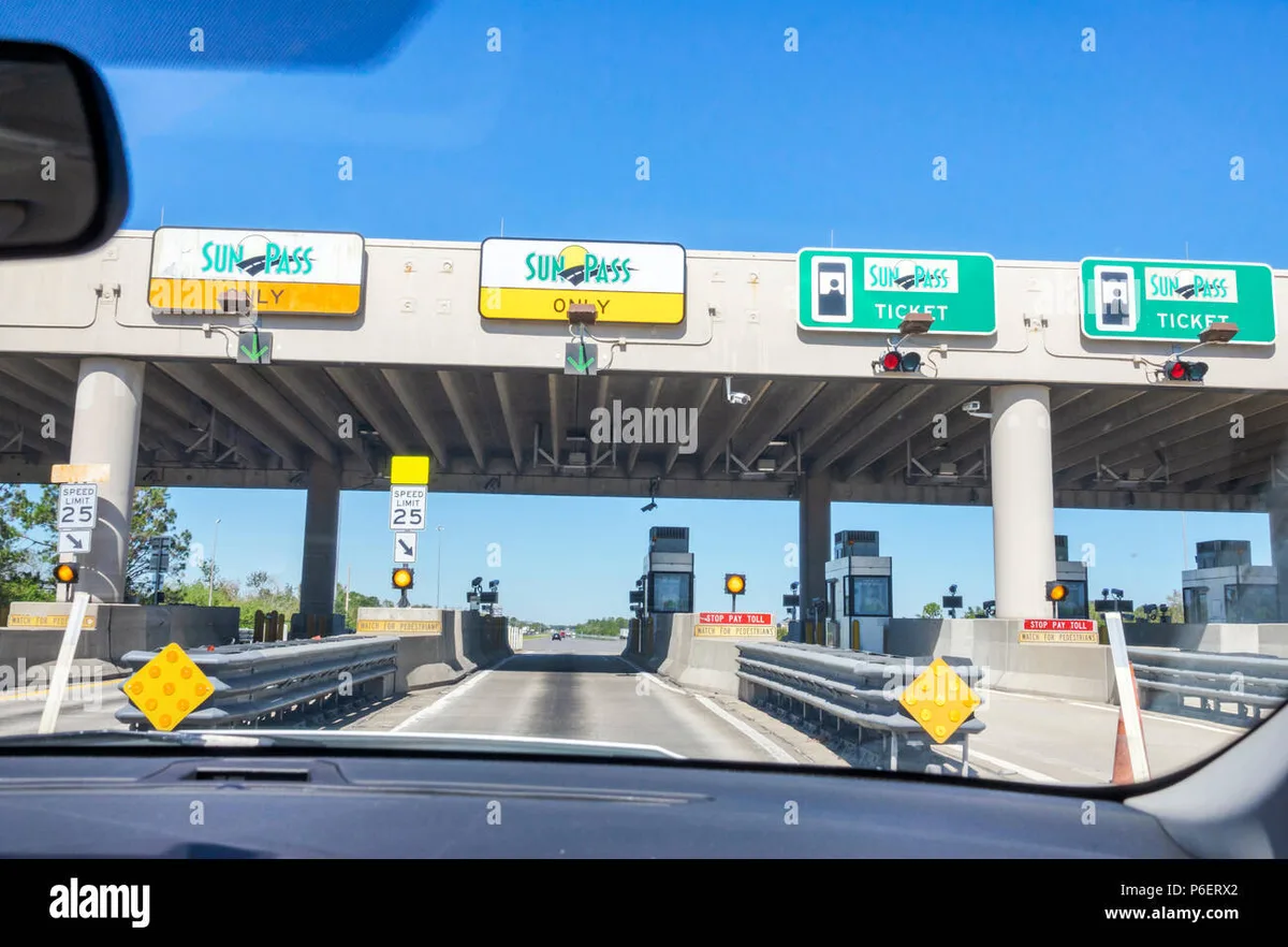 Florida toll road gantry with electronic toll collection