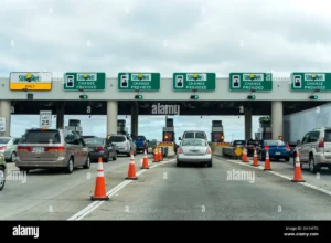 Florida Turnpike toll plaza with electronic tolling lanes