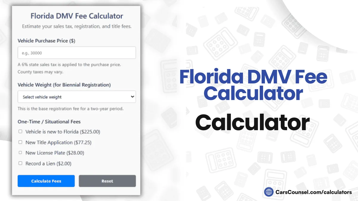 Florida vehicle registration fee breakdown table