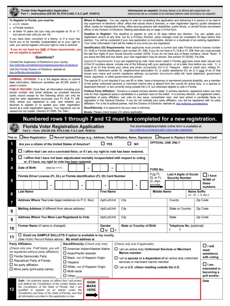 Florida voter registration through motor vehicle division online portal