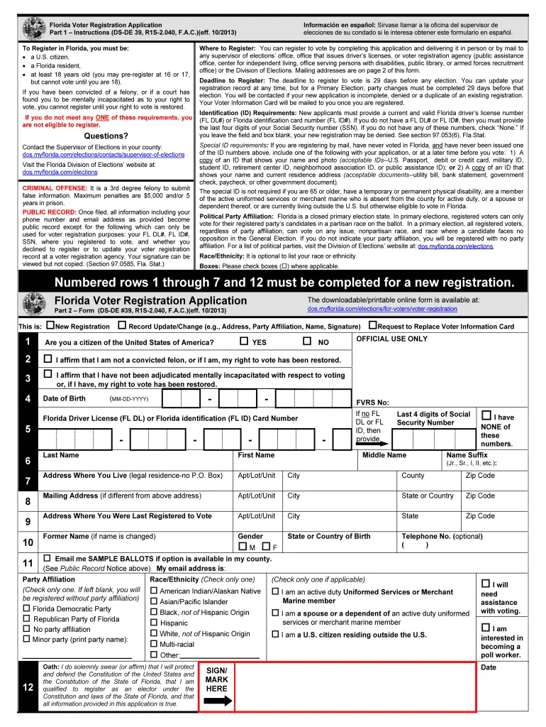 Florida voter registration through motor vehicle division online portal