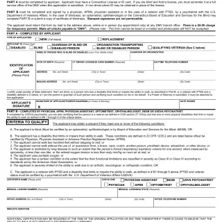 Form B-225 Connecticut disabled parking application