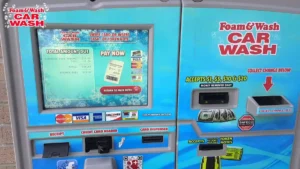 gas station car wash with colorful foam soap