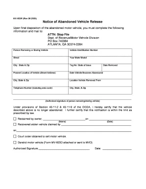 Georgia abandoned vehicle title lien form