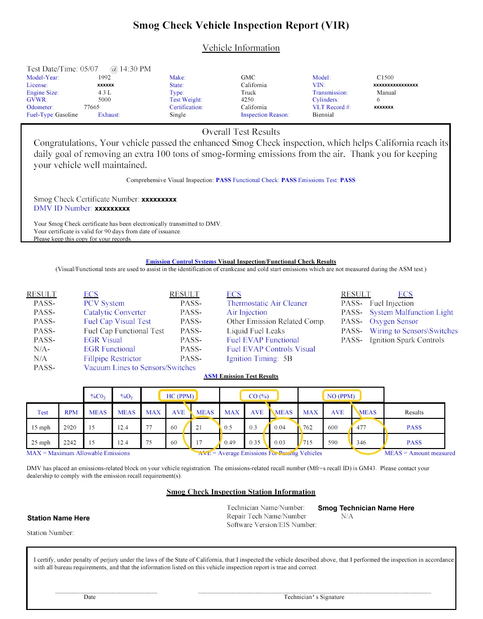 Georgia Clean Air Force emissions test failure notice