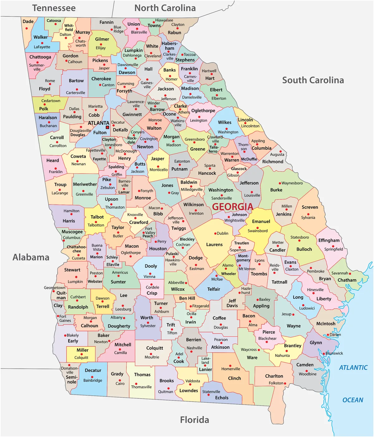 Georgia counties that require emissions testing