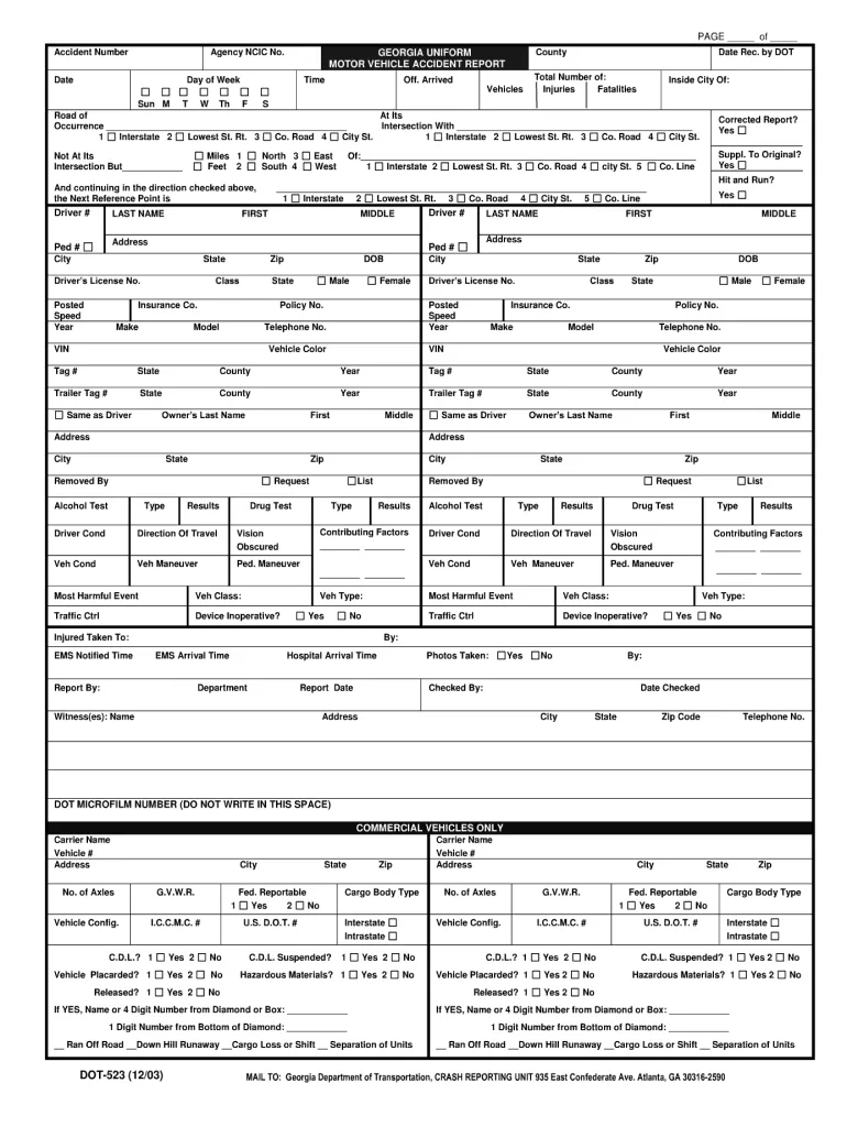 Georgia crash report form