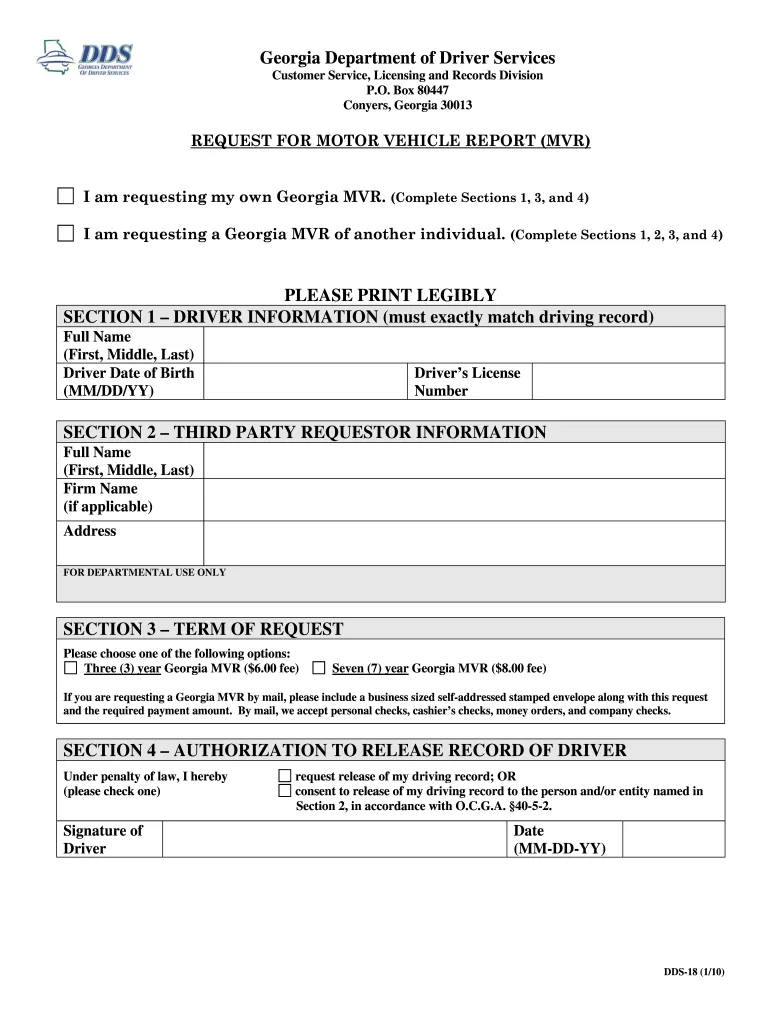 Georgia driver's license application with voter registration section
