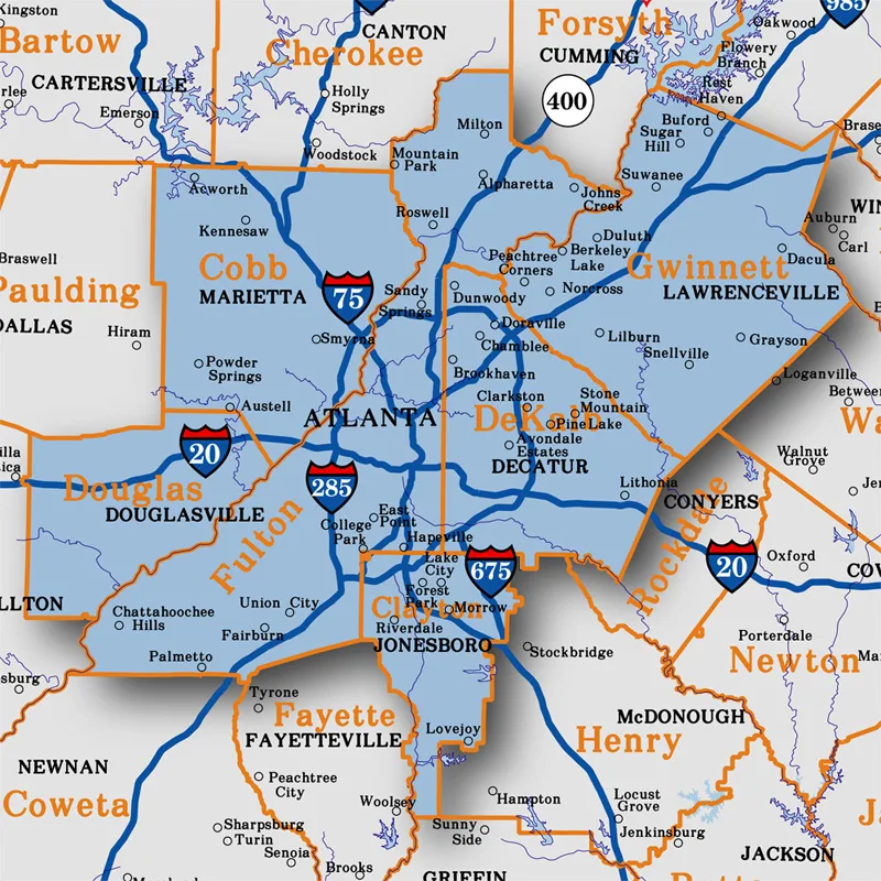 Georgia metro Atlanta counties map