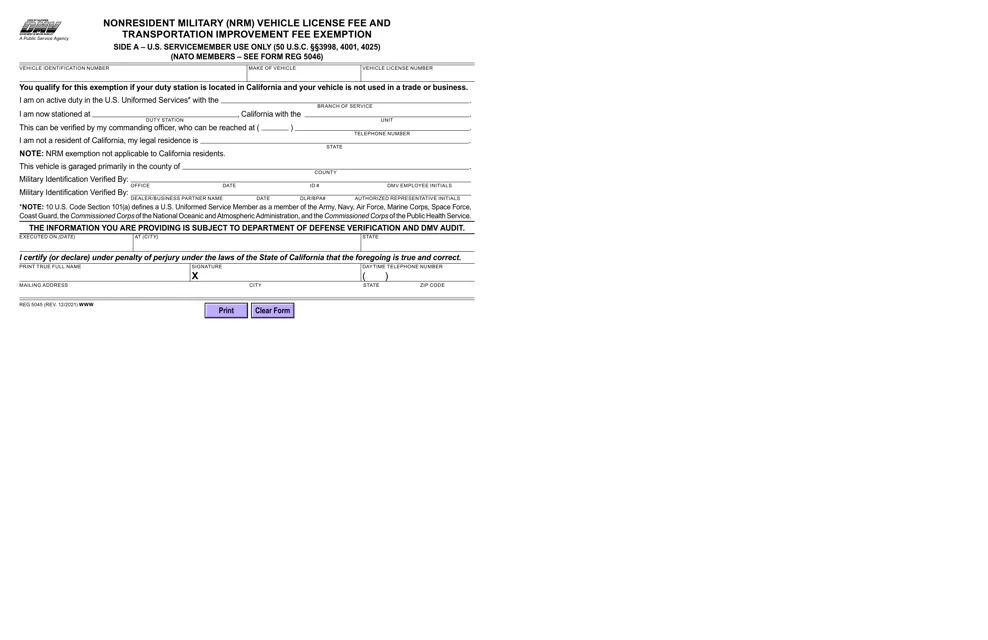 Hawaii military vehicle tax exemption form