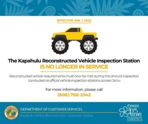 Hawaii safety check visual inspection of tires brakes and lights protocol