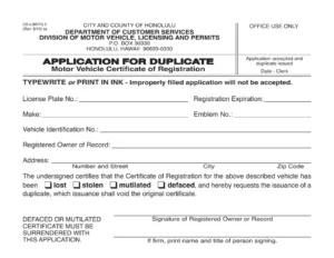 Hawaii vehicle registration renewal notice with penalty