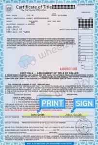 Hawaii vehicle title and shipping documents